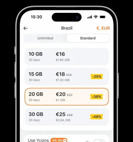eSIM card purchasing process screen 2